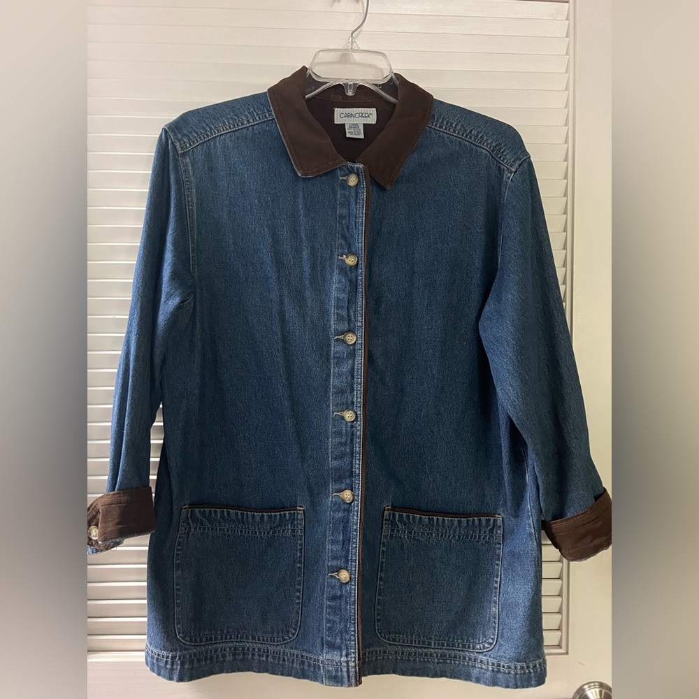 Vintage Cabin Creek Denim Jacket with Brown Corduroy Trim